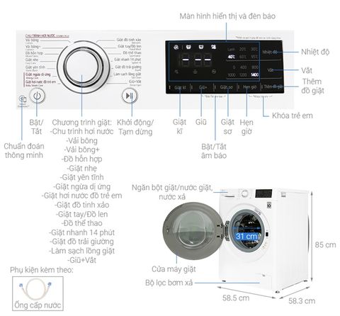 Máy giặt cửa ngang LG 11kg FV1411S5W