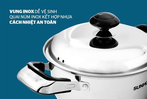 Bộ nồi Inox SUNHOUSE SH333 3 đáy 3 món