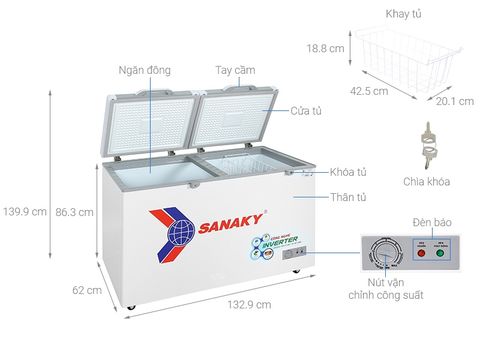 Tủ đông SANAKY VH4099A4K 1 chế độ mặt kính