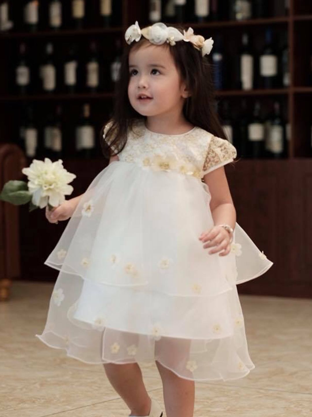 Đầm voan trắng 100 hoa