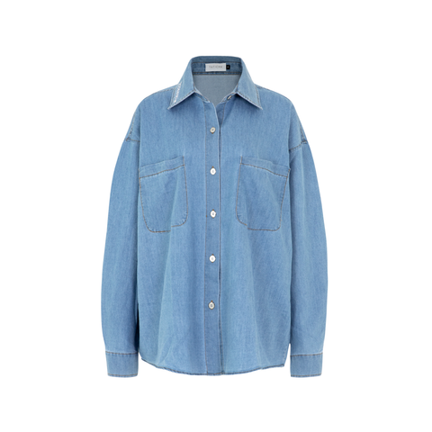  Basic Line Washed Denim Shirt 