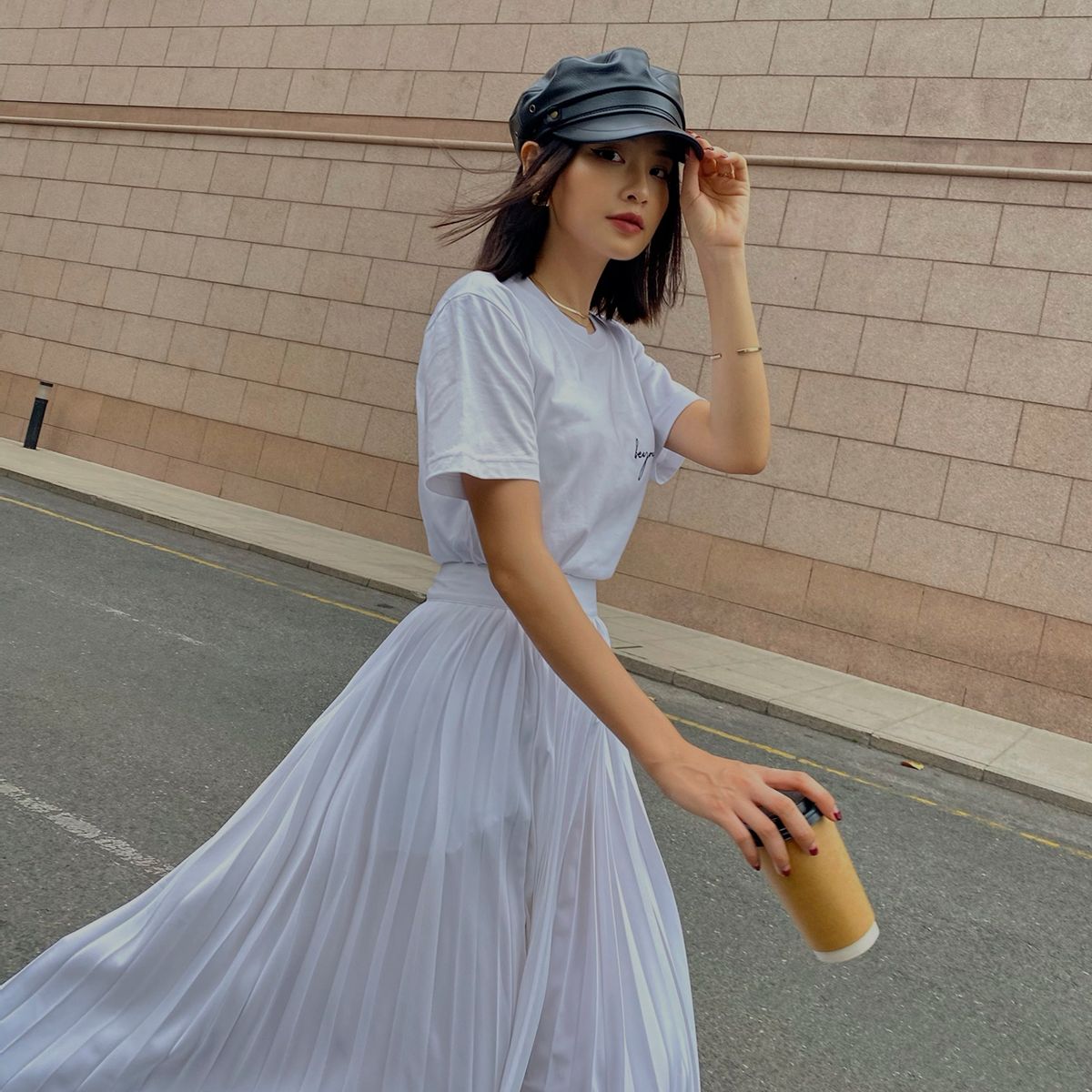 Pleated Midi Skirt