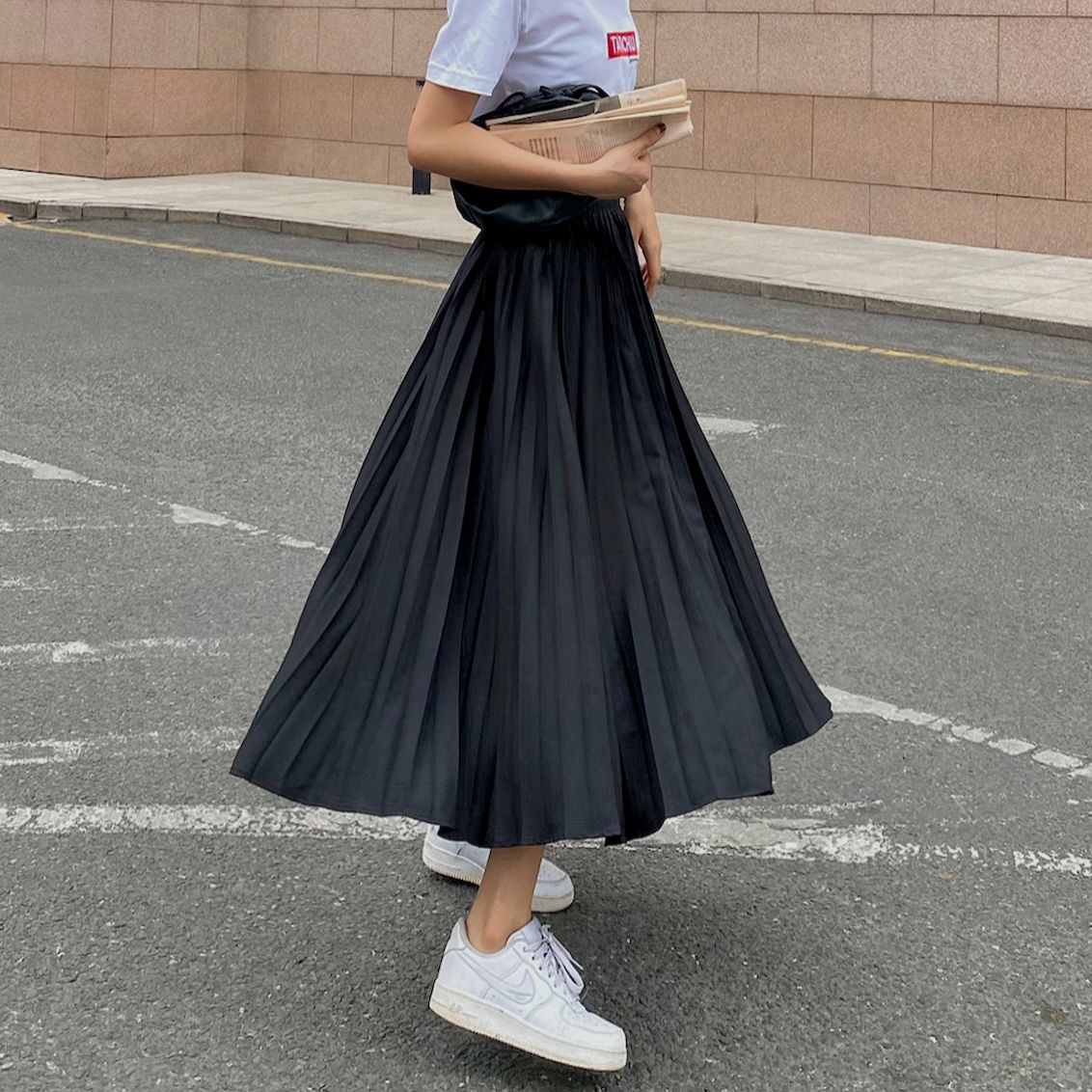 Pleated Midi Skirt