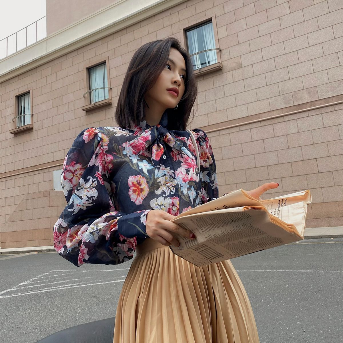 Pleated Midi Skirt
