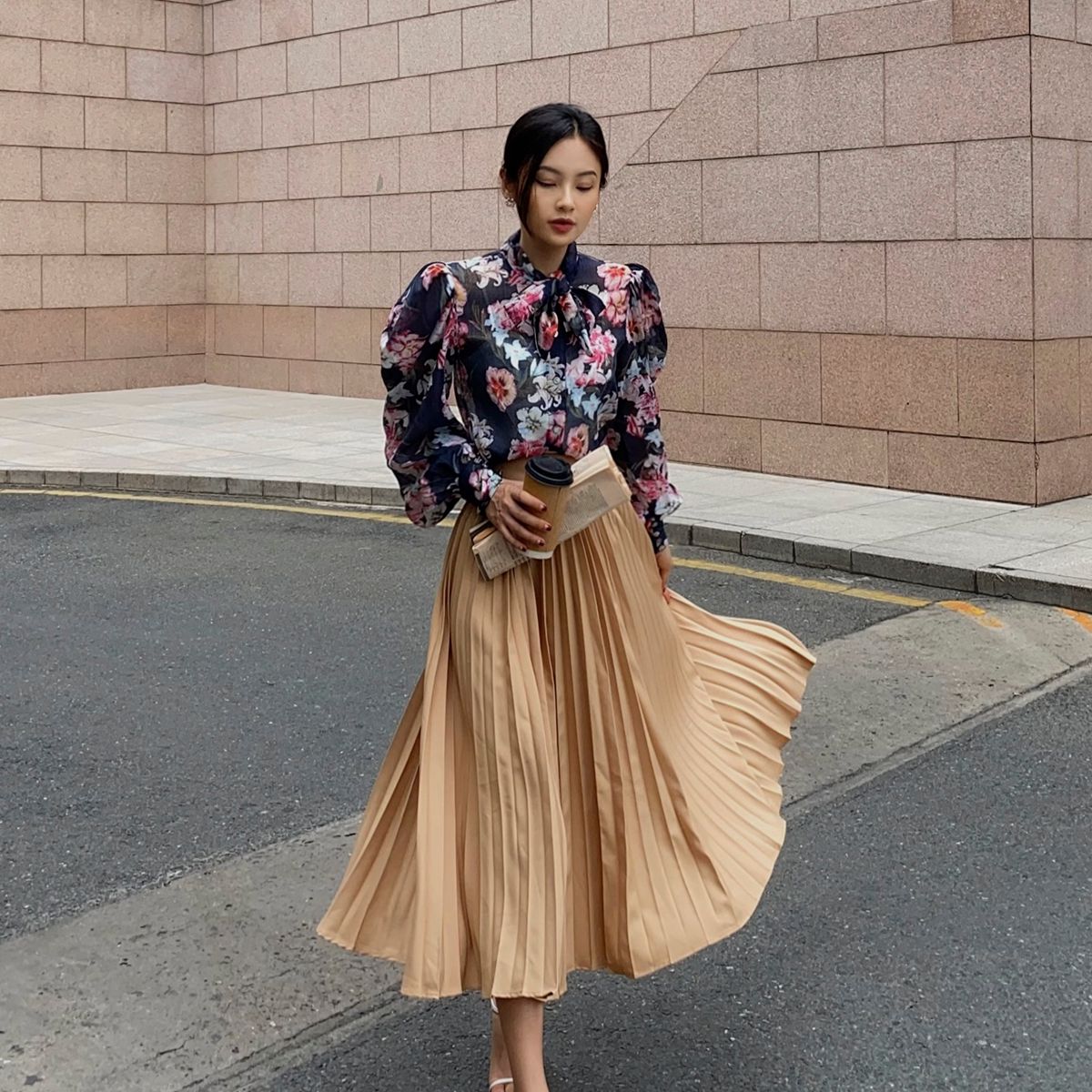 Pleated Midi Skirt