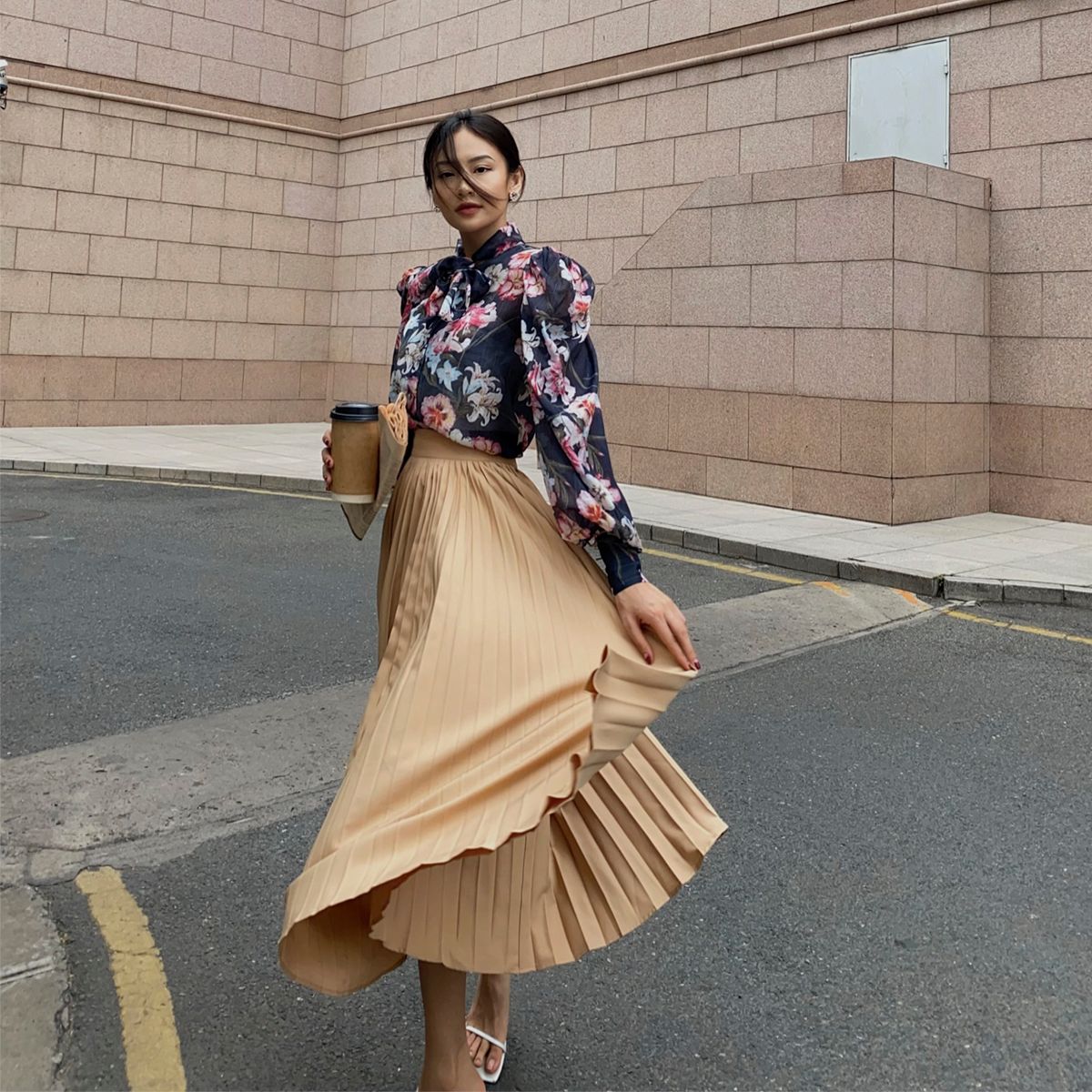 Pleated Midi Skirt