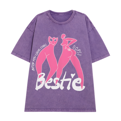  Bestie Oversized Purple Washed Tee 