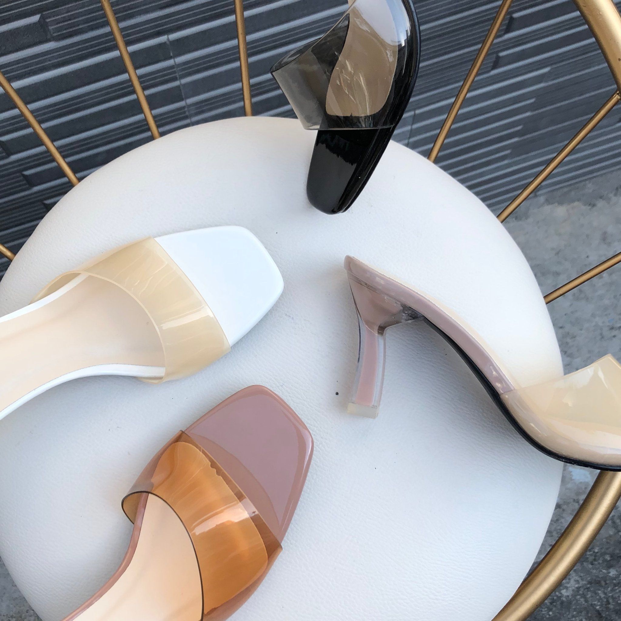 Guốc 7p gót vuông mica