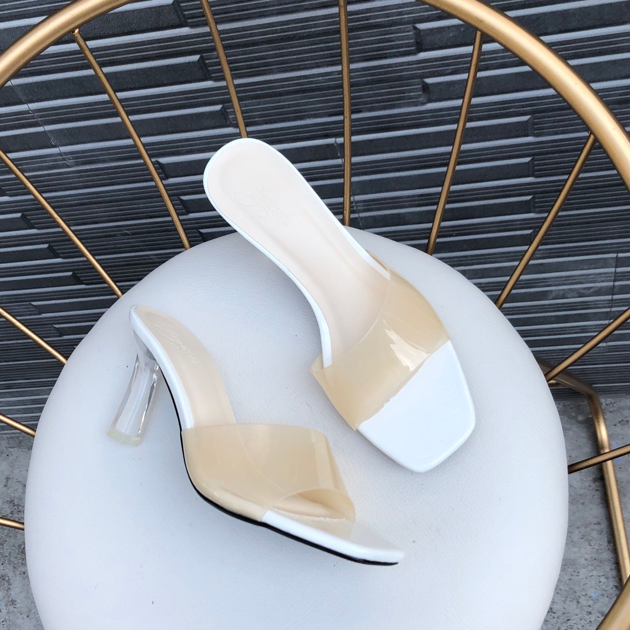 Guốc 7p gót vuông mica