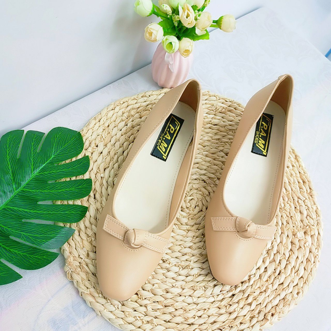 Cao gót 4p gót xéo phối nơ
