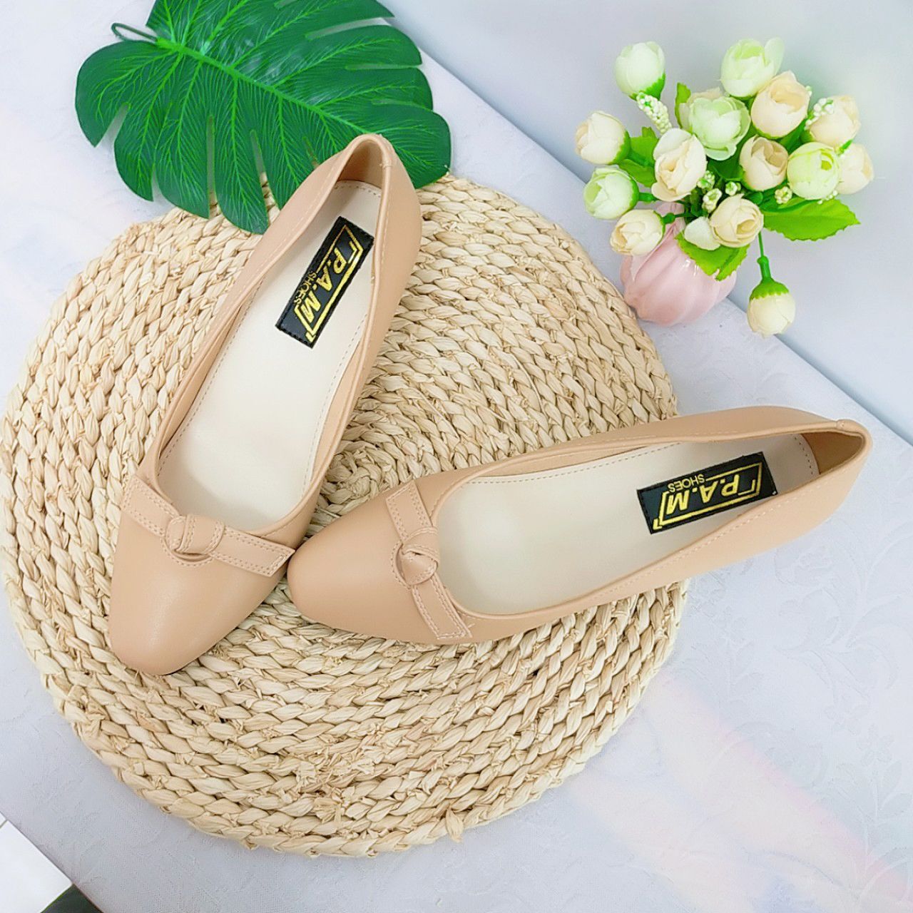 Cao gót 4p gót xéo phối nơ