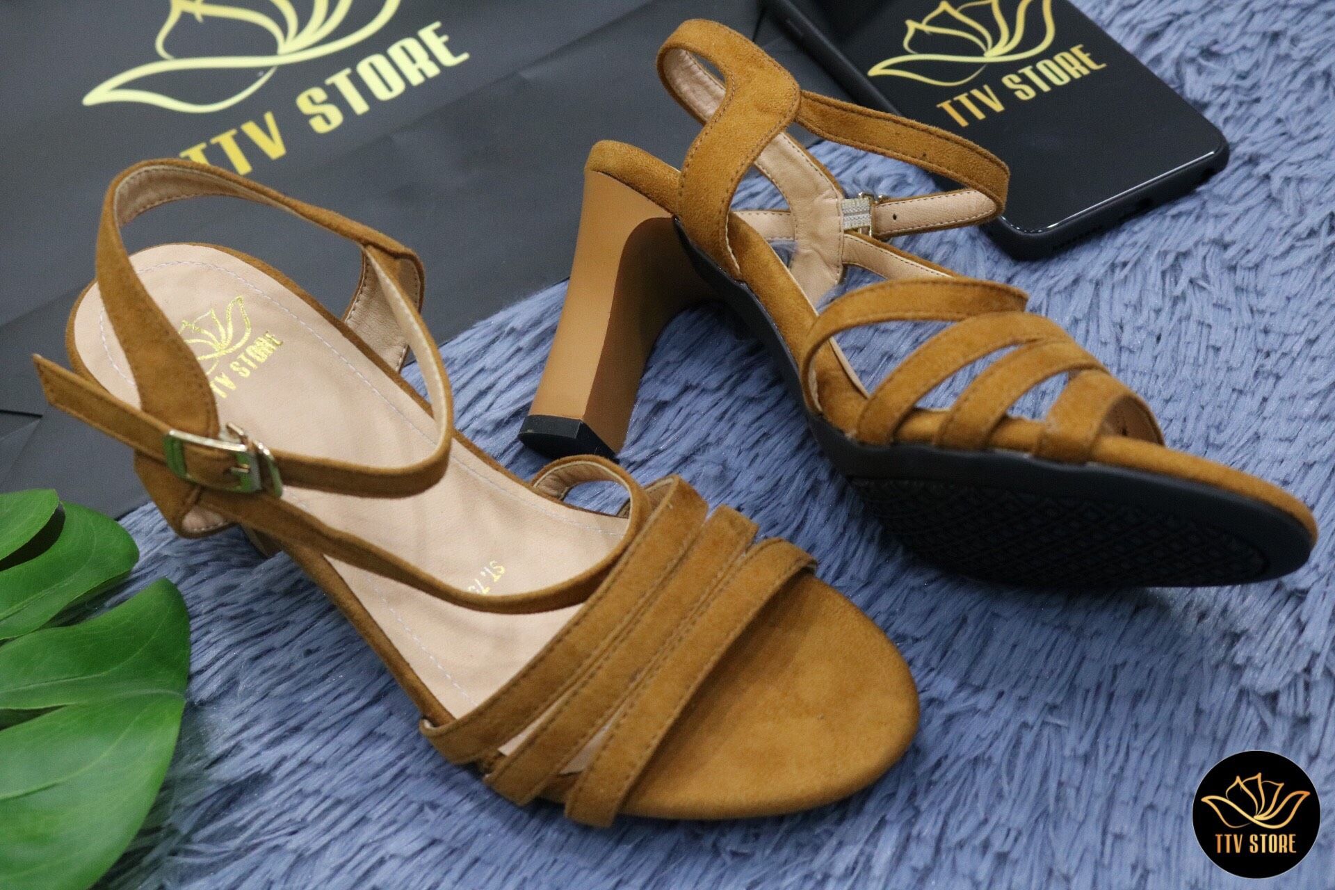 D06 bò - giày sandal dây cao 7cm