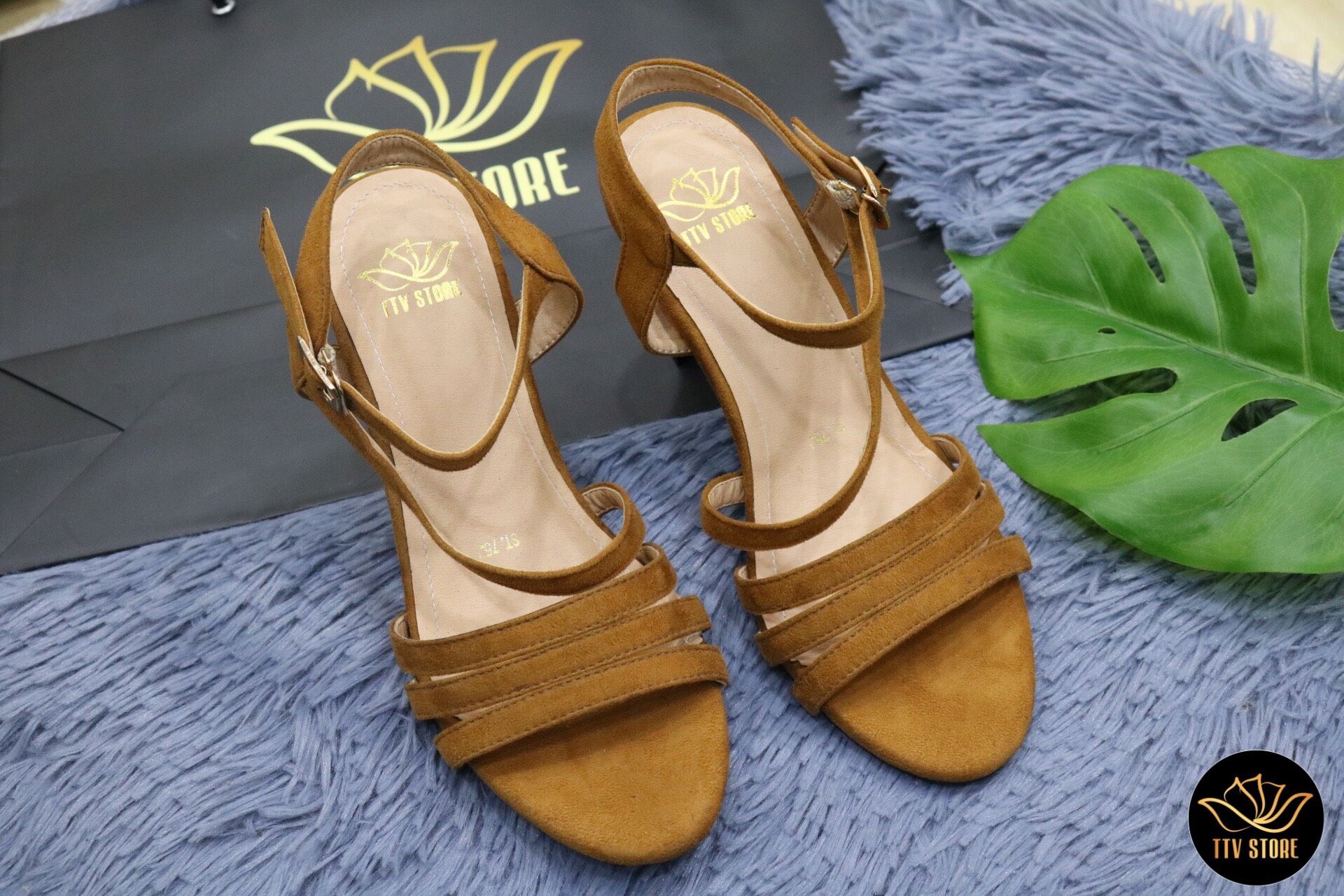 D06 bò - giày sandal dây cao 7cm