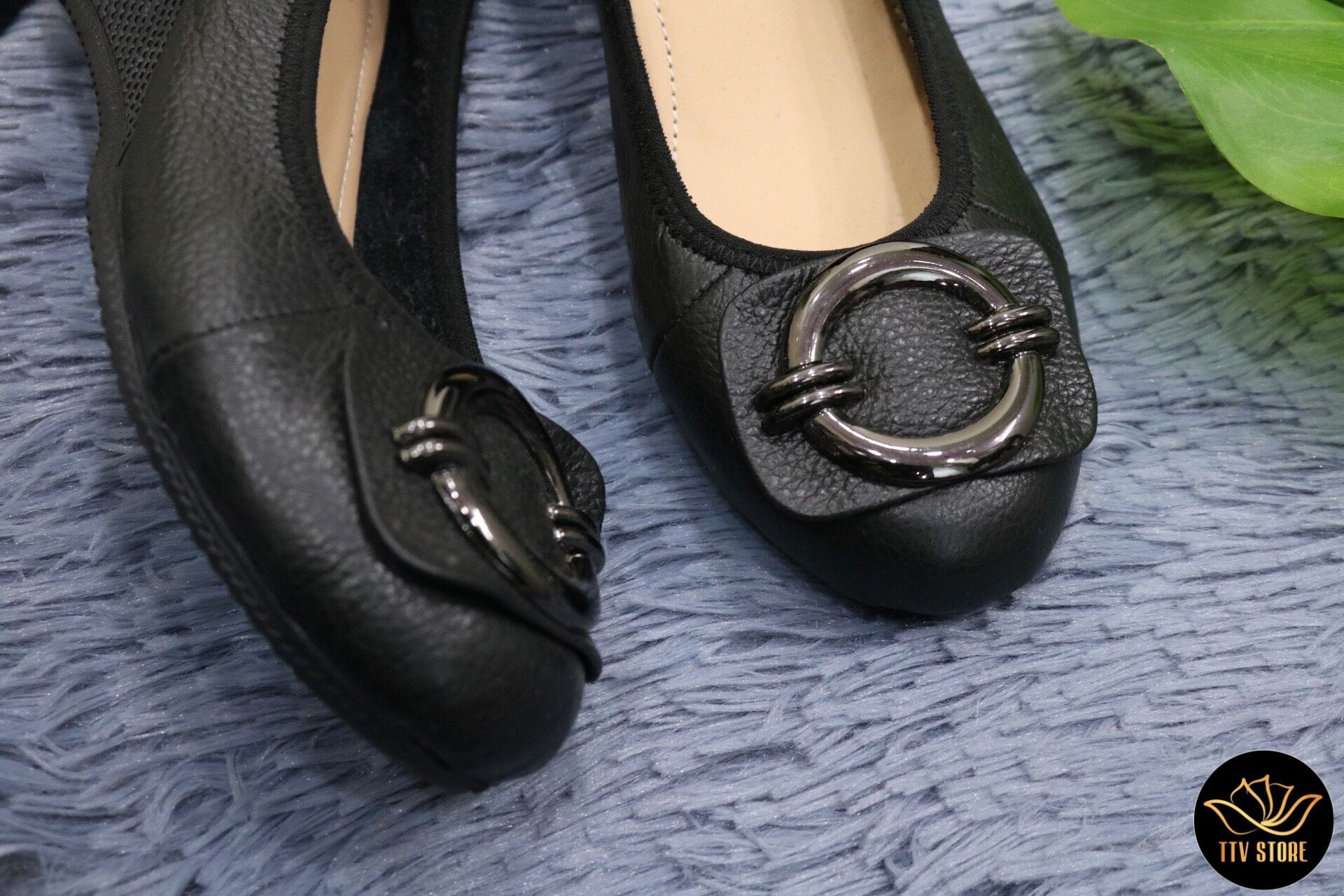 D007 ĐEN - GIÀY BÚP BÊ CAO 5CM KHÓA TRÒN MŨI
