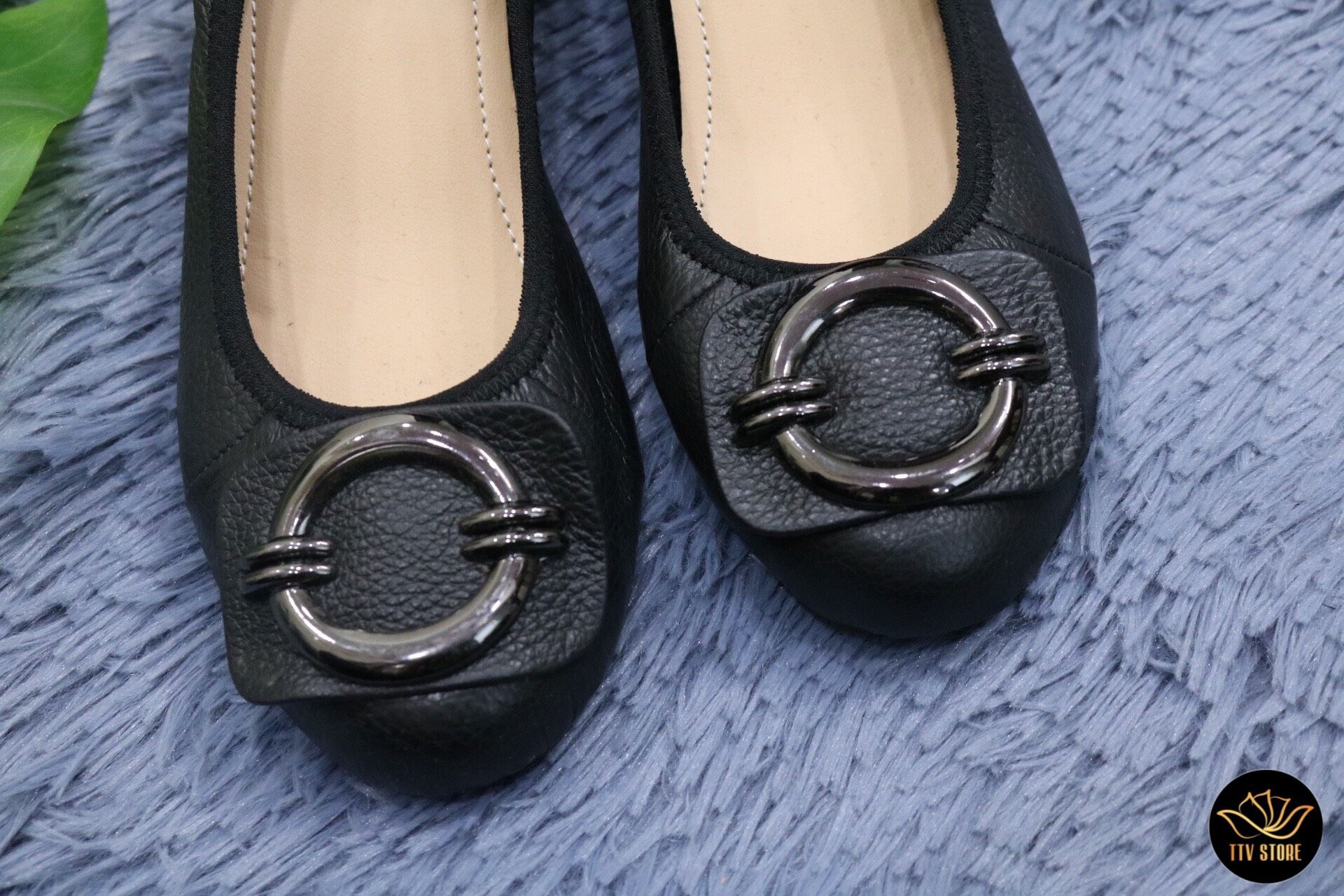 D007 ĐEN - GIÀY BÚP BÊ CAO 5CM KHÓA TRÒN MŨI