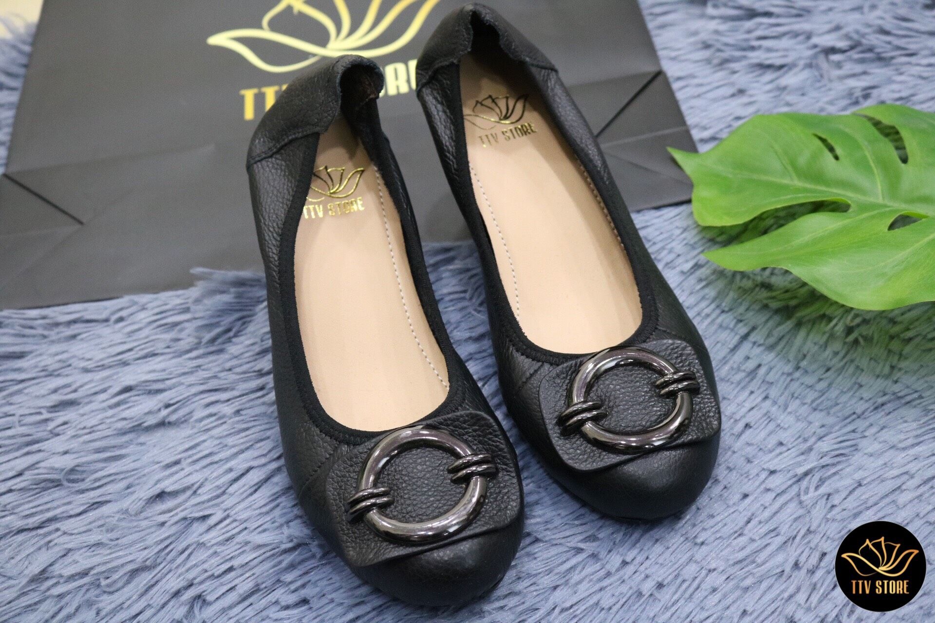 D007 ĐEN - GIÀY BÚP BÊ CAO 5CM KHÓA TRÒN MŨI