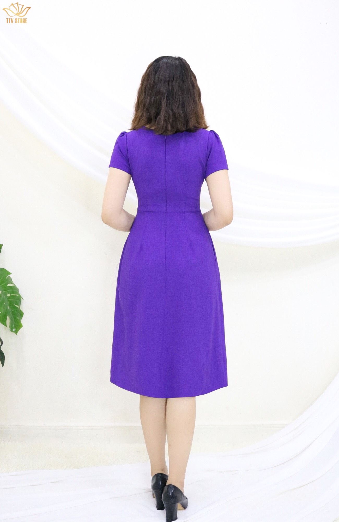 Đầm form A - màu tím - TTV324