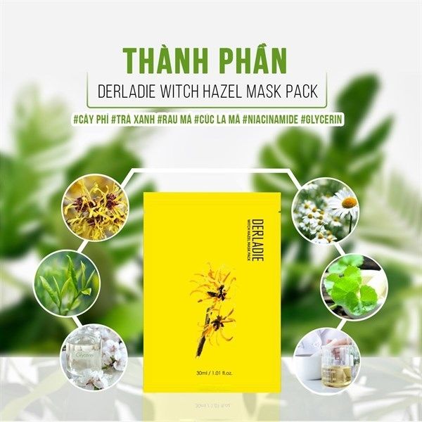 Mặt Nạ Cây Phỉ Giảm Mụn, Dưỡng Sáng Da Derladie 30ml