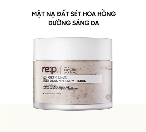 Re:p_Mặt Nạ Đất Sét Hoa Hồng Se Lỗ Chân Lông, Dưỡng Sáng 130g