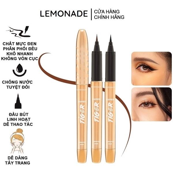 LEMONADE_Kẻ Mắt Nước Cọ Mảnh Lâu Trôi Super Tiger Eyeliner 1g (017201)