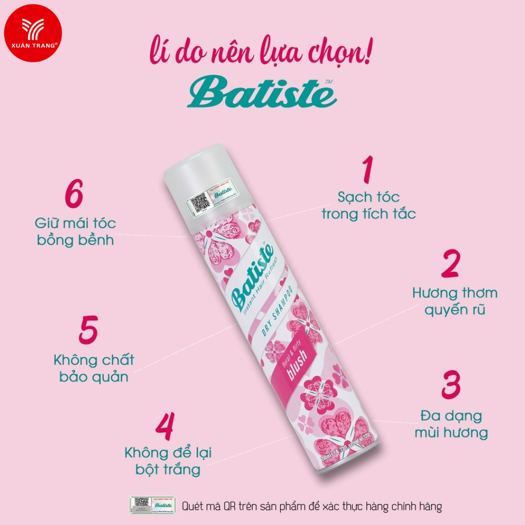 Batiste_Dầu Gội Khô Hương Hoa Quyến Rũ 200ml