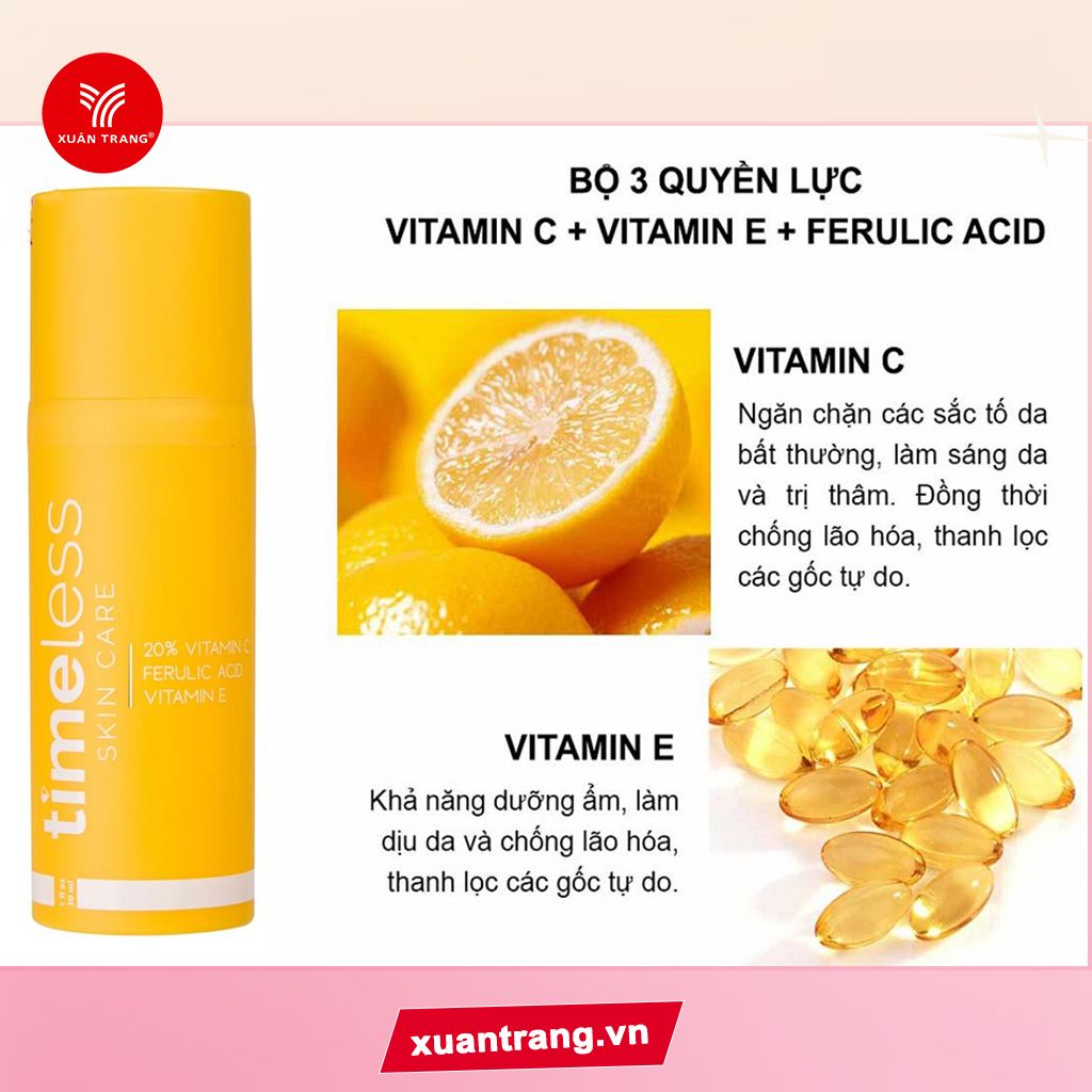 TIMELESS_Tinh Chất Trị Thâm, Dưỡng Trắng Da 20% Vitamin C + E Ferulic Acid 15ml