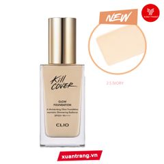 CLIO_Kem Nền Kill Cover Glow Foundation 2.5-BY 38g (Kèm Cọ)