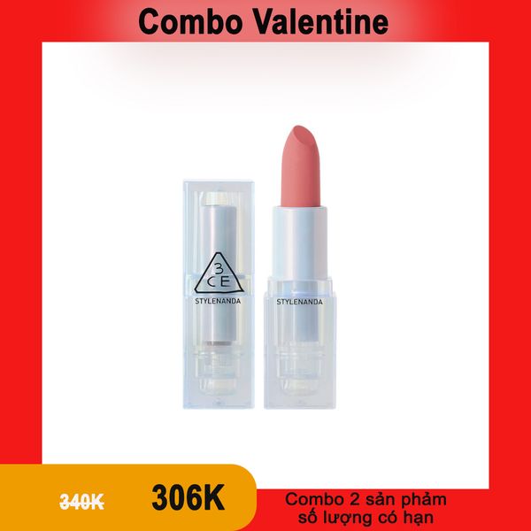 Combo 306K- 2 Sản Phẩm (3CE_Son Thỏi Soft Matte Lipstick #Cold Space 3.5g + Vaseline_Son Dưỡng Rosy Lips 7G )