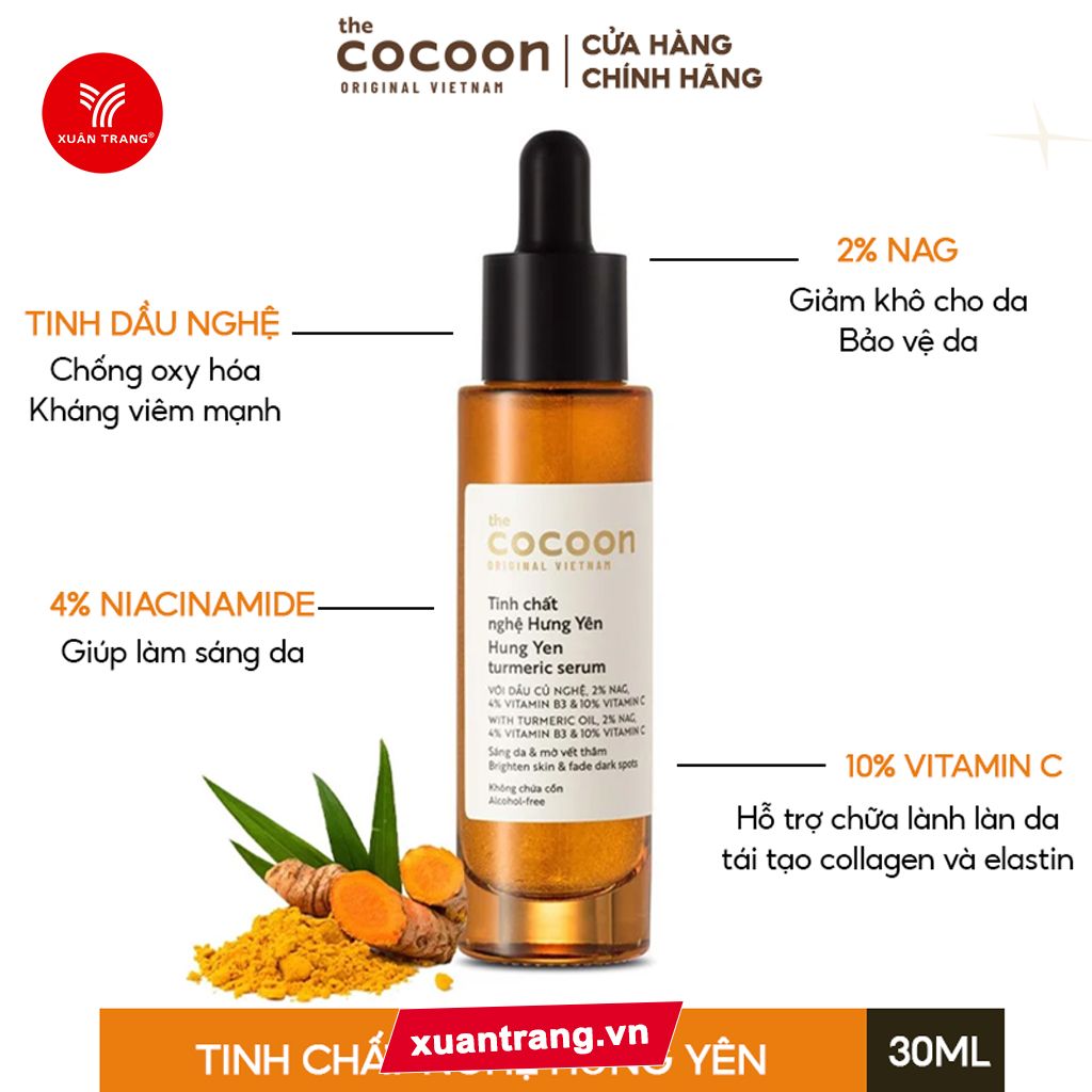 COCOON_Tinh Chất Dưỡng Sáng Da Mờ Thâm Chiết Xuất Nghệ Hưng Yên 30ml