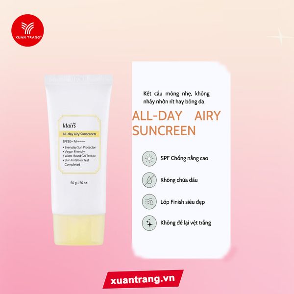 KLAIRS_Kem Chống Nắng Ẩm Mượt, Làm Dịu Da All-day Airy Sunscreen 50g (18080)