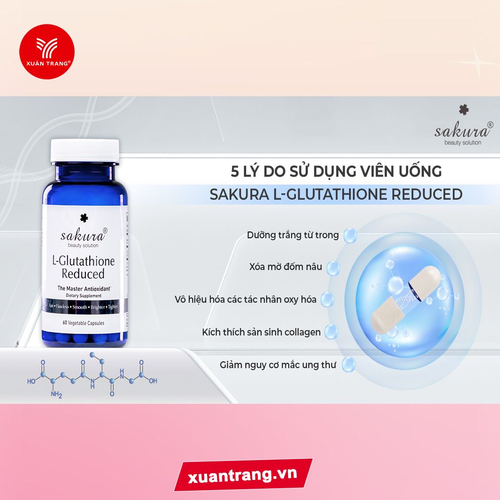 Sakura_Viên Uống L-Glutathione Reduced Trắng Da 60V