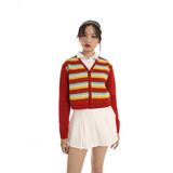  PATTERN KNIT CARDIGAN RED 