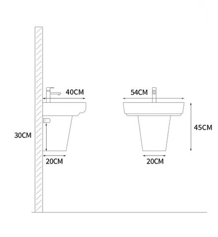 Chậu lavabo rửa mặt liền chân vuông WB06