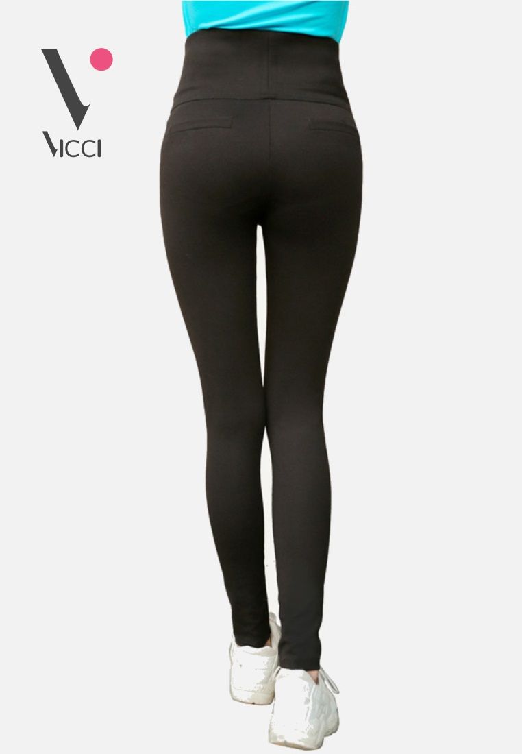 Quần Legging gen bụng Vicci cao cấp màu đen cạp cao 11P