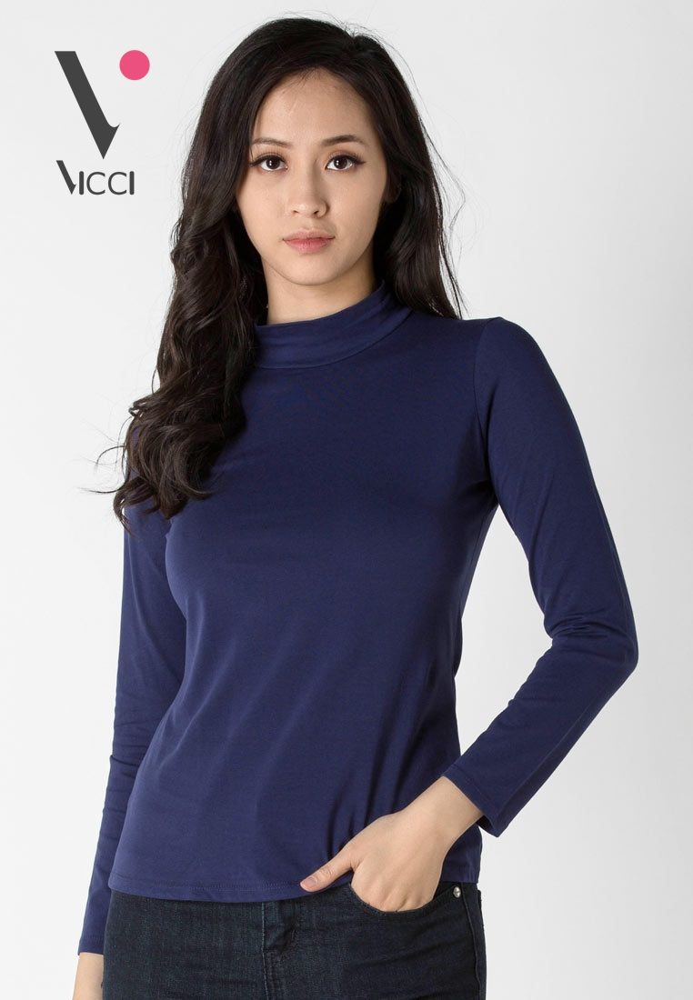 Áo giữ nhiệt Vicci người lớn cổ 3P màu xanh tím than