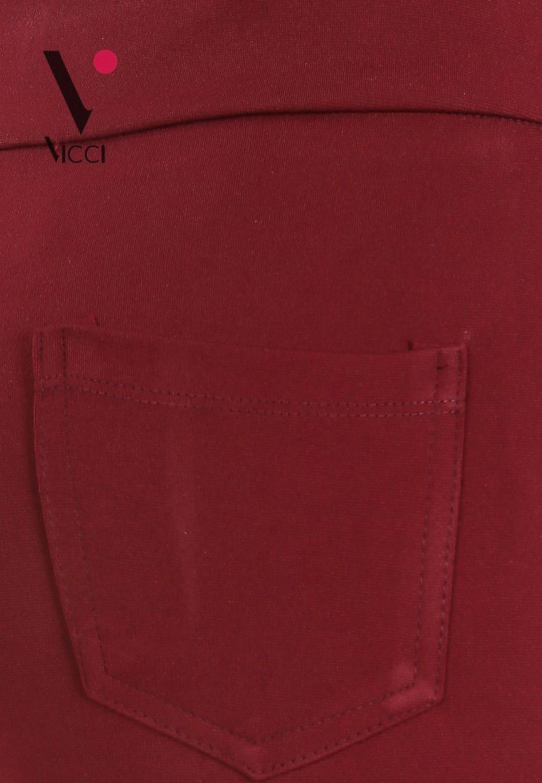 Quần Legging Vicci cạp cao 7P màu Đỏ đô