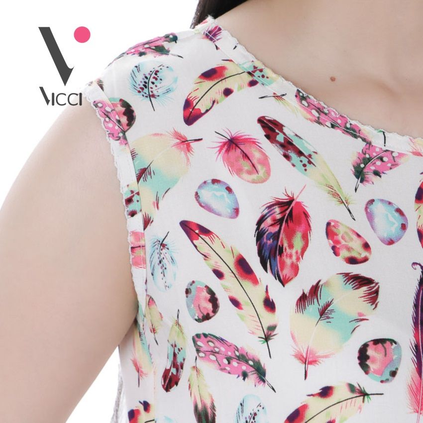 Bộ mặc nhà (tole) lanh chéo Hàn Vicci quần ống sớ hoạ tiết- BST.086.10