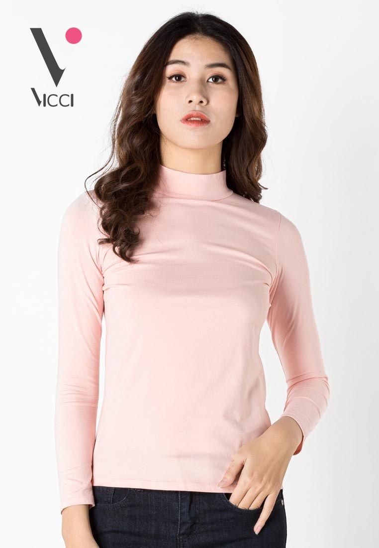 Áo giữ nhiệt Vicci người lớn cổ 3P màu hồng phấn