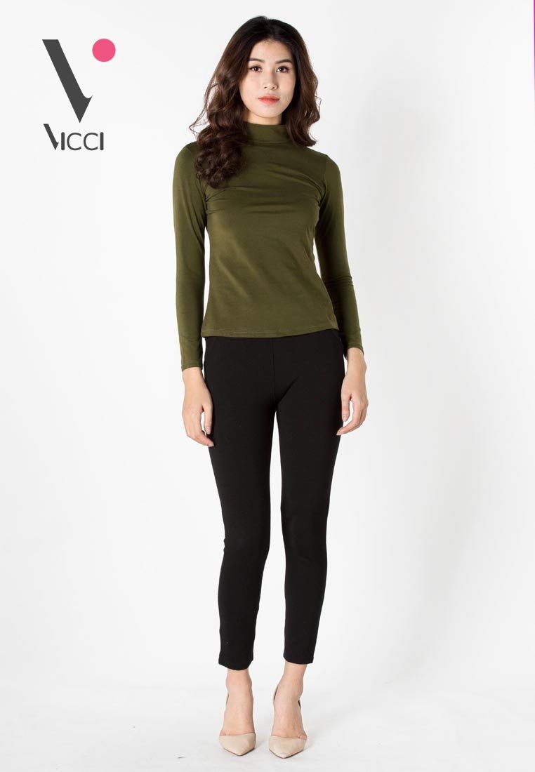 Áo giữ nhiệt Vicci người lớn cổ 3P màu rêu