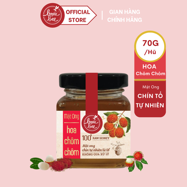  Mật Ong Bonie Bee Nguyên Chất Từ Hoa Chôm Chôm - Vị Ngọt Đậm Đà - Chín Tự Nhiên Từ Tổ - Không Qua Xử Lý - 70g 