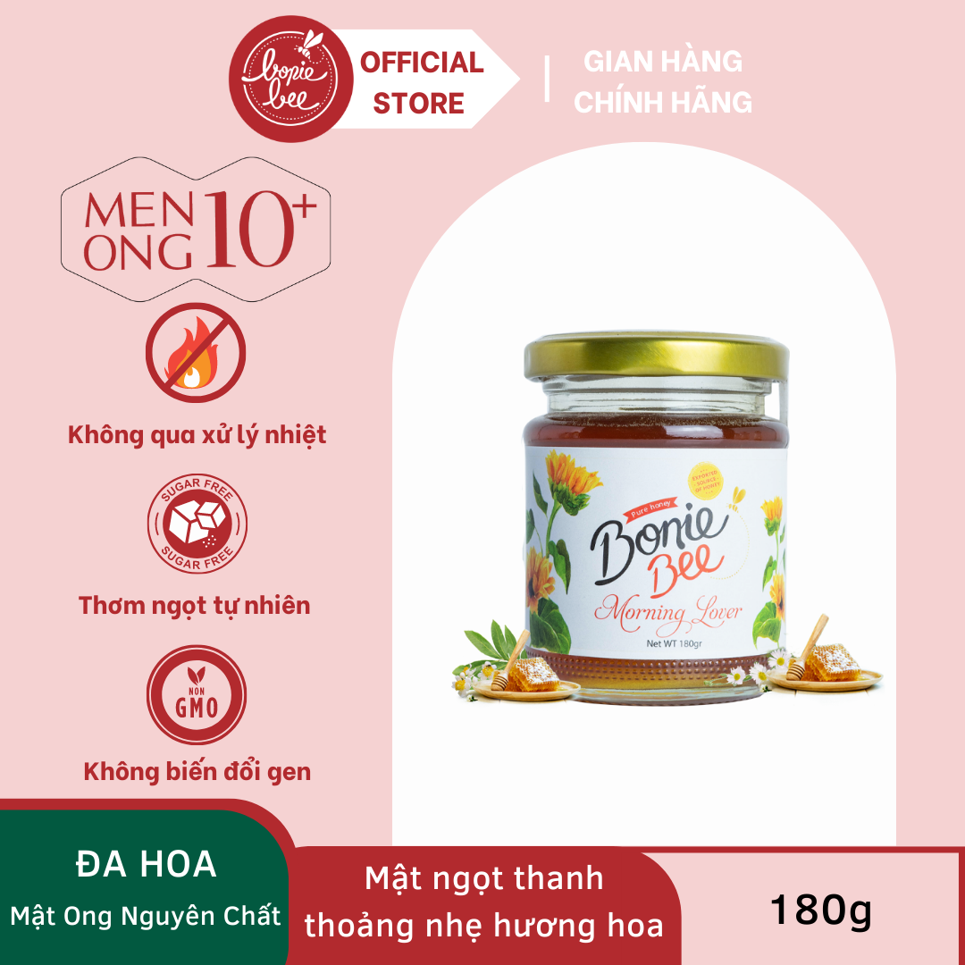 Mật Ong Bonie Bee Nguyên Chất Từ Đa Hoa - Chín Tự Nhiên Từ Tổ - Morning Lover - 180gr
