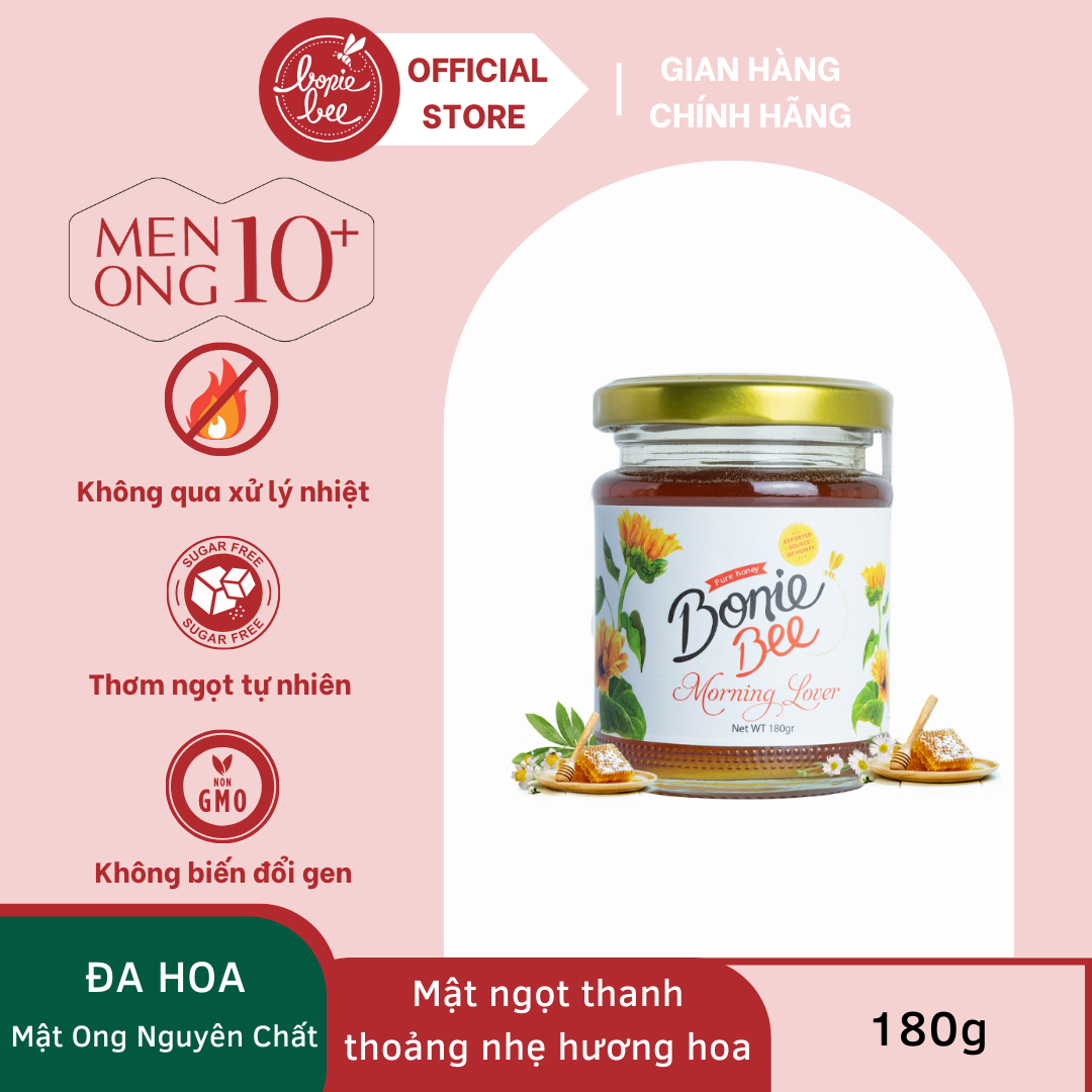  Mật Ong Bonie Bee Nguyên Chất Từ Đa Hoa - Chín Tự Nhiên Từ Tổ - Morning Lover - 180gr 