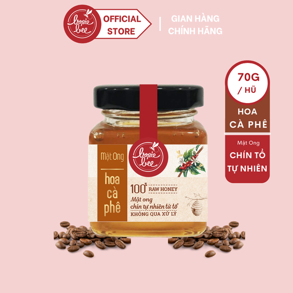  Mật Ong Bonie Bee Nguyên Chất Từ Hoa Cà Phê - Vị Ngọt Nhẹ Thoảng Hoa Thơm - Chín Tự Nhiên Từ Tổ - Không Qua Xử Lý 70g 