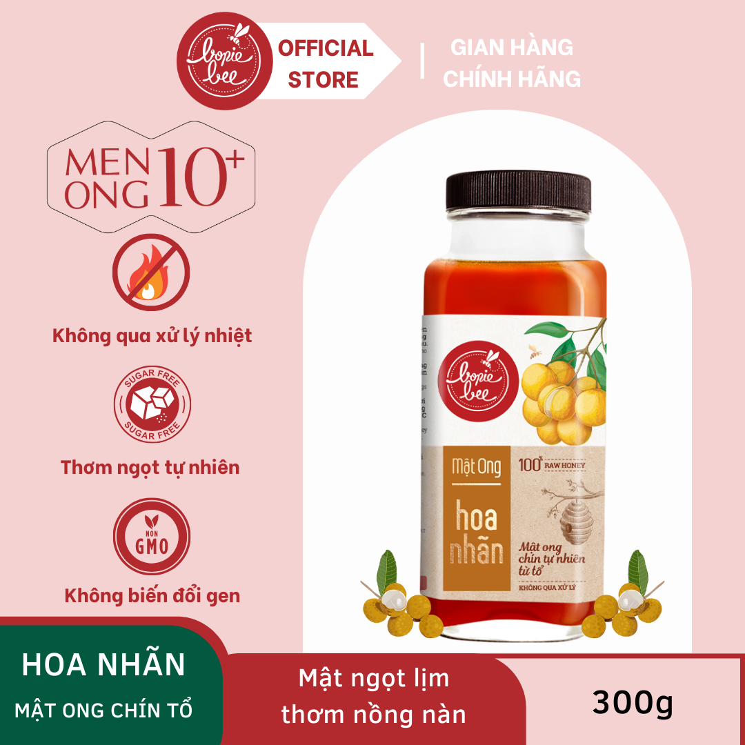  Mật Ong Bonie Bee Nguyên Chất Từ Hoa Nhãn - Vị Ngọt Nồng Nàn - Chín Tự Nhiên Từ Tổ - Không Qua Xử Lý - 300g 