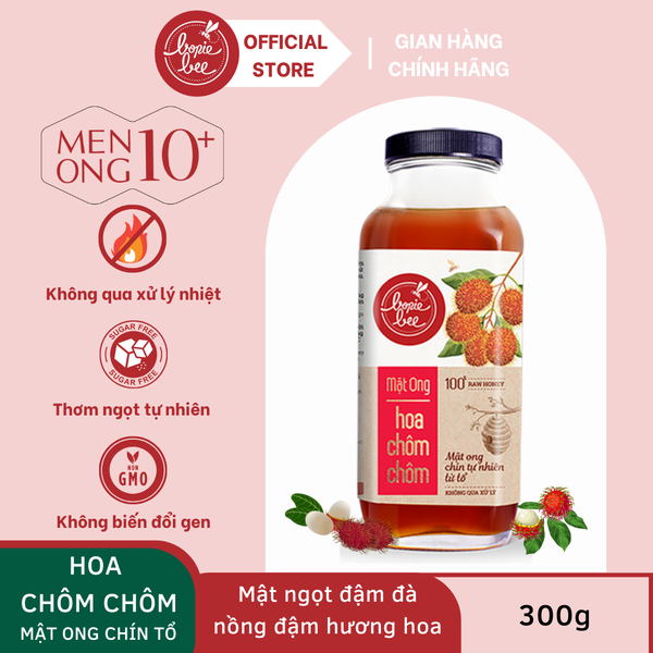  Mật Ong Bonie Bee Nguyên Chất Từ Hoa Chôm Chôm - Vị Ngọt Đậm Đà - Chín Tự Nhiên Từ Tổ - Không Qua Xử Lý - 300g 