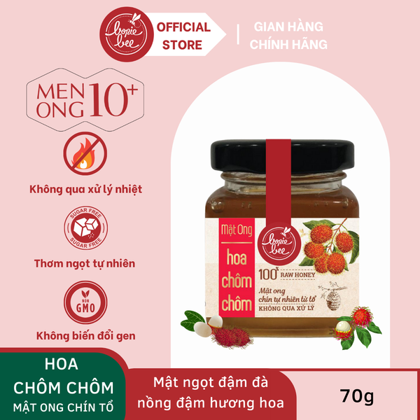  Mật Ong Bonie Bee Nguyên Chất Từ Hoa Chôm Chôm - Vị Ngọt Đậm Đà - Chín Tự Nhiên Từ Tổ - Không Qua Xử Lý - 70g 