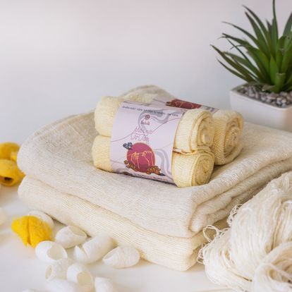 2 cái Khăn mặt tơ tằm 30x30 Hanhsilk - Lụa đũi Nam Cao TB