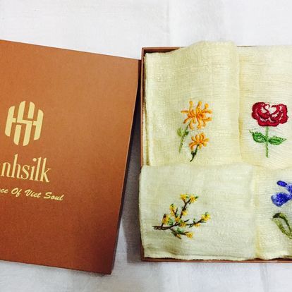 Khăn mặt tơ tằm 30x50 Hanhsilk - Lụa đũi Nam Cao TB