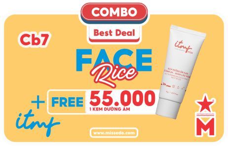 Cb7 (2sp) RICE FACE - Bao gồm: 1 sữa rửa mặt , 1 kem chống nắng (FREE + 1 kem dưỡng ẩm 5g)