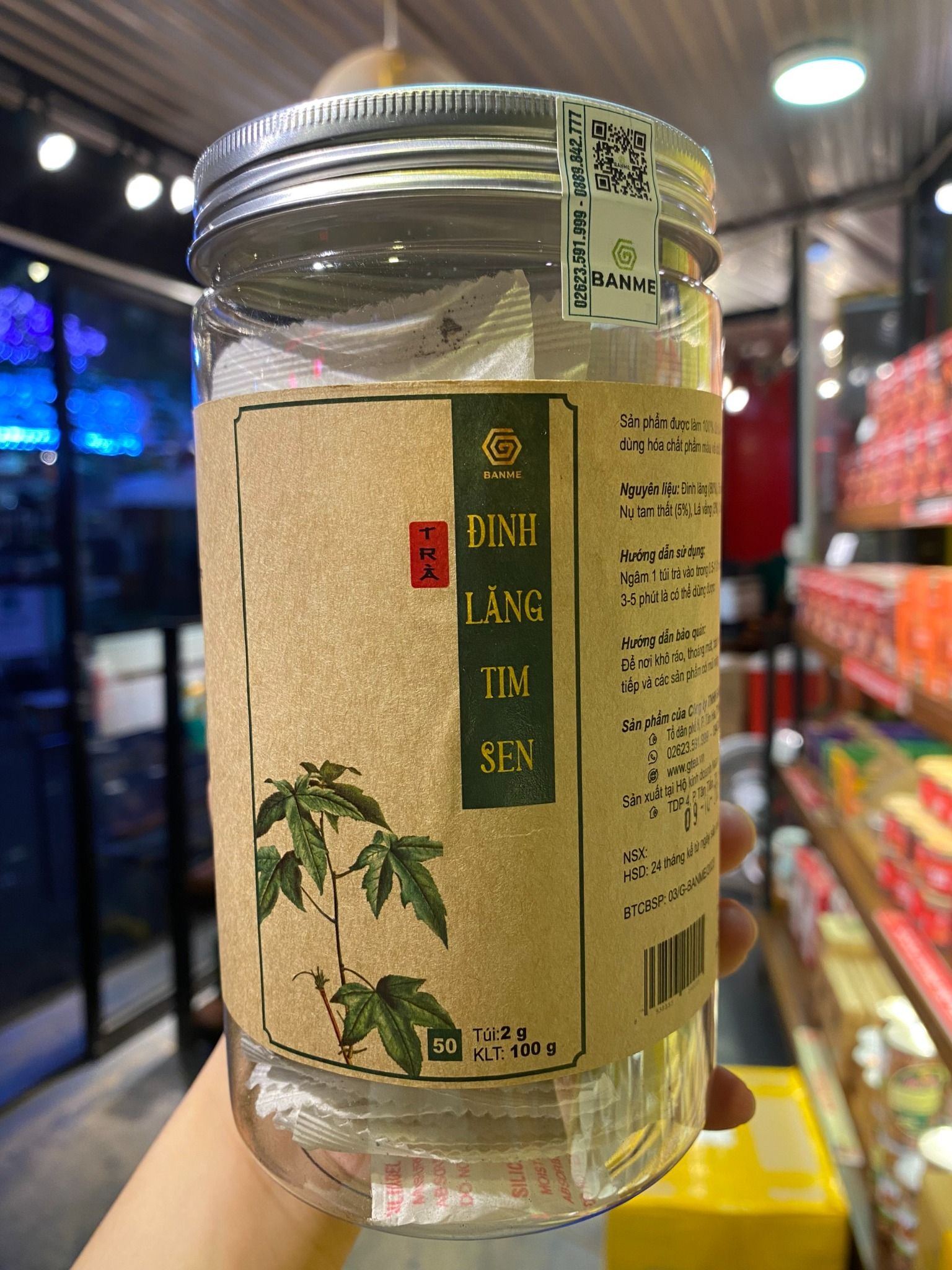 Trà Đinh Lăng Tim Sen Hộp- 100 g